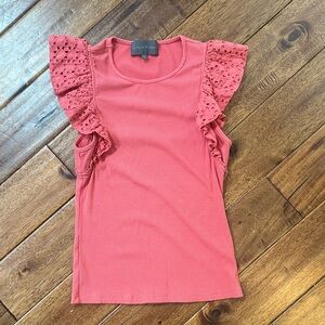 Coral Eyelet Sleeve Top
